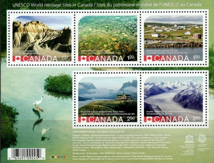 (№2015-218) Блок марок Канада 2015 год &quot;Мини-лист Всемирного наследия&quot;, Гашеный