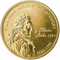 103 Монета Польша 2005 год 2 злотых Станислав Август Понятовский  Латунь  UNC