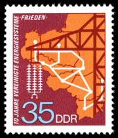 (1973-058) Марка Германия (ГДР) "ЛЭП"    ОЭС 10 лет III O