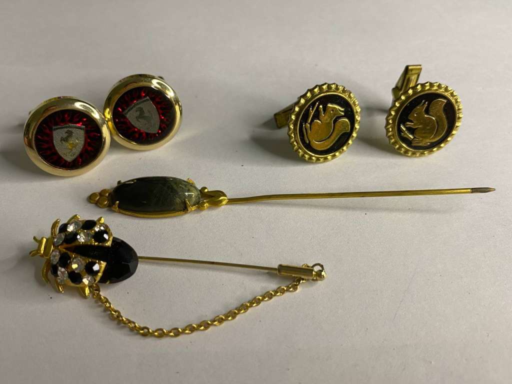 Запонки 2 пары, брошь, шляпная булавка СССР