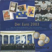 (2003, 12 монет по 1 Евро + 13 марок) Набор монет Евросоюз 2003 год "Единая Европа"   Буклет