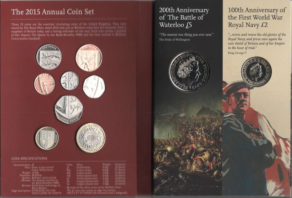 (2015, 13 монет) Набор монет Великобритания 2015 год &quot;Годовой набор&quot;  Буклет
