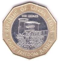 2004 Монета Сьерра-Леоне 500 леоне Кай Лондо  Биметалл  UNC