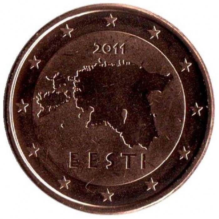 2011 Монета Эстония 2011 год 5 евроцентов  Сталь, покрытая медью  UNC