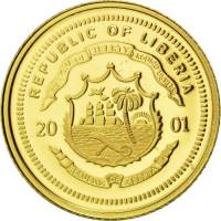 () Монета Либерия 2001 год 25  ""   Биметалл (Платина - Золото)  UNC
