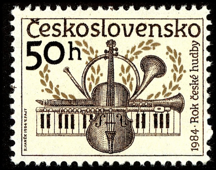 (1984-021) Марка Чехословакия &quot;Музыкальные инструменты&quot;    Год чешской музыки III Θ
