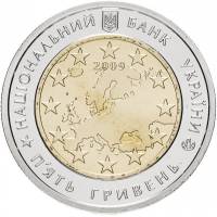 (015) Монета Украина 2009 год 5 гривен "Совет Европы"  Биметалл  PROOF
