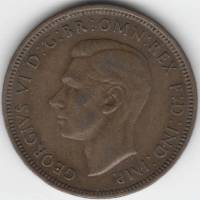 (1943) Монета Великобритания 1943 год 1/2 пенни "Галеон Золотая лань"  Медь  XF