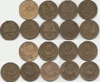 1940-57, 3 коп, 9 шт Набор монет СССР 1940 46 49 52-57   VF