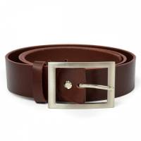 Ремень мужской. Пряжка пятистенок. Натуральная кожа. Ширина - 4 см, коричневый