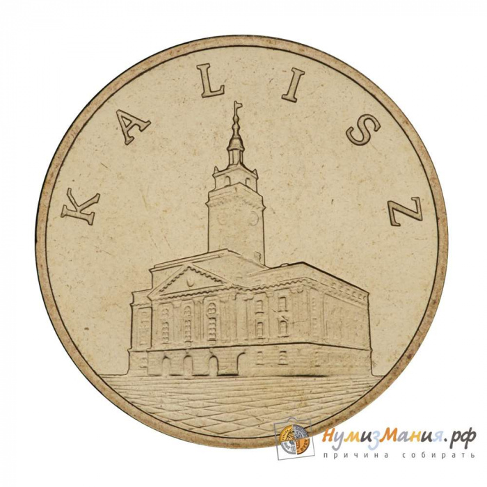 (128) Монета Польша 2006 год 2 злотых &quot;Калиш&quot;  Латунь  UNC