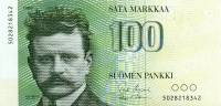 (1986) Банкнота Финляндия 1986 год 100 марок "Ян Сибелиус" Uusivirta - Makinen  UNC