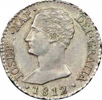(№1812km553) Монета Испания 1812 год 1 Real (Madrid Crowned M - AI,RN))