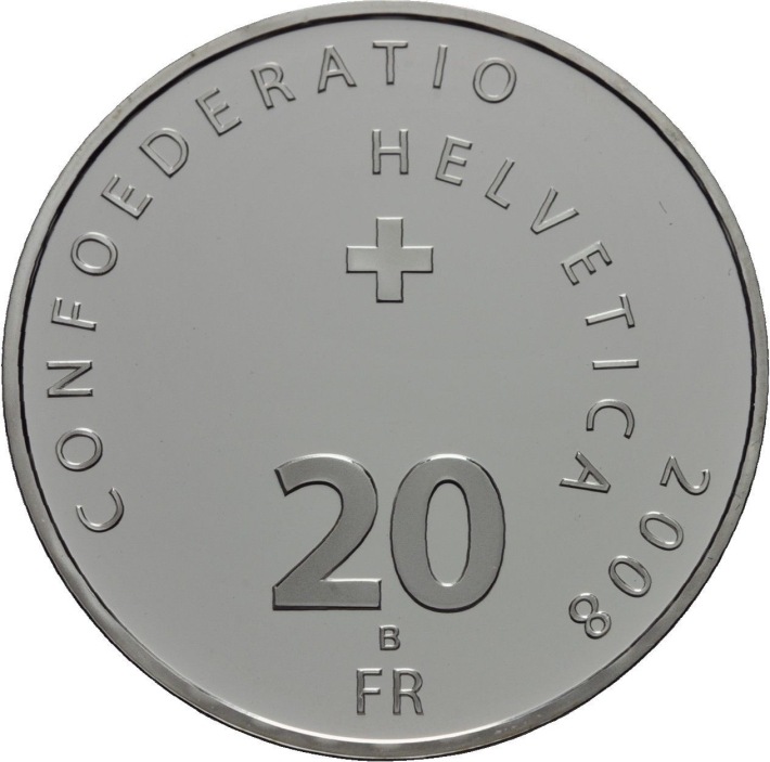 (2008) Монета Швейцария 2008 год 20 франков &quot;Хоккей&quot;   UNC