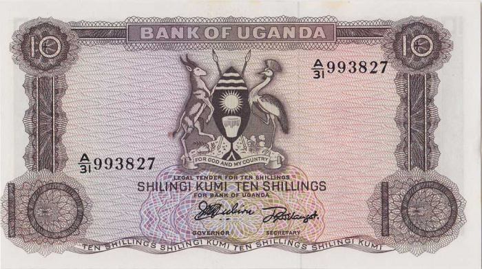 (1966) Банкнота Уганда 1966 год 10 шиллингов    UNC