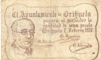 (№1937P-NL13) Банкнота Испания 1937 год "1 Peseta"