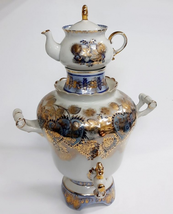 Самовар &quot;Пчелка&quot;, Коростенский фарфор. завод, автор Трегубова, клеймо, СССР, небольшой ремонт