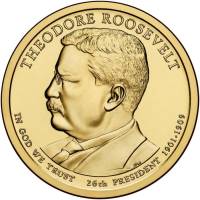 (26s) Монета США 2013 год 1 доллар "Теодор Рузвельт" 2013 год Латунь  PROOF