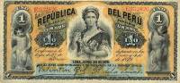 (,) Банкнота Перу 1879 год 1 инти    UNC
