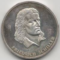(,) Медаль Германия Без даты год "Фридрих Шиллер"  Серебро Ag 925  PROOF