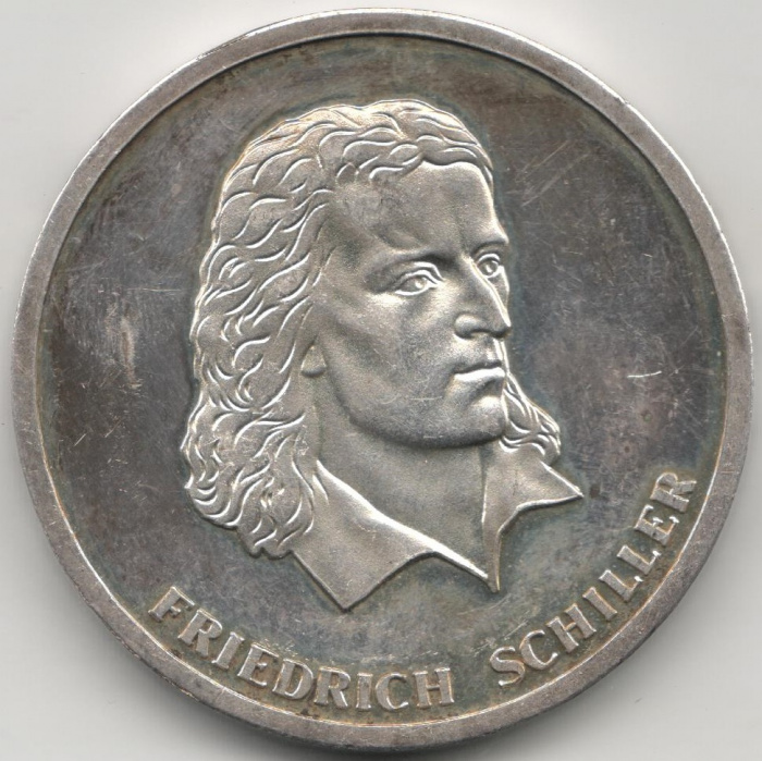 (,) Медаль Германия Без даты год &quot;Фридрих Шиллер&quot;  Серебро Ag 925  PROOF