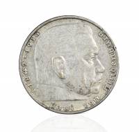 (1936) Монета Германия (Рейх) 1937 год 2 марки "Пауль Гинденбург"  Свастика Серебро Ag 900  XF
