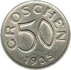 (№1935km2854) Монета Австрия 1935 год 50 Groschen