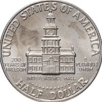 (1976s, Ag) Монета США 1976 год 50 центов   200 лет независимости Серебро Ag 400  PROOF