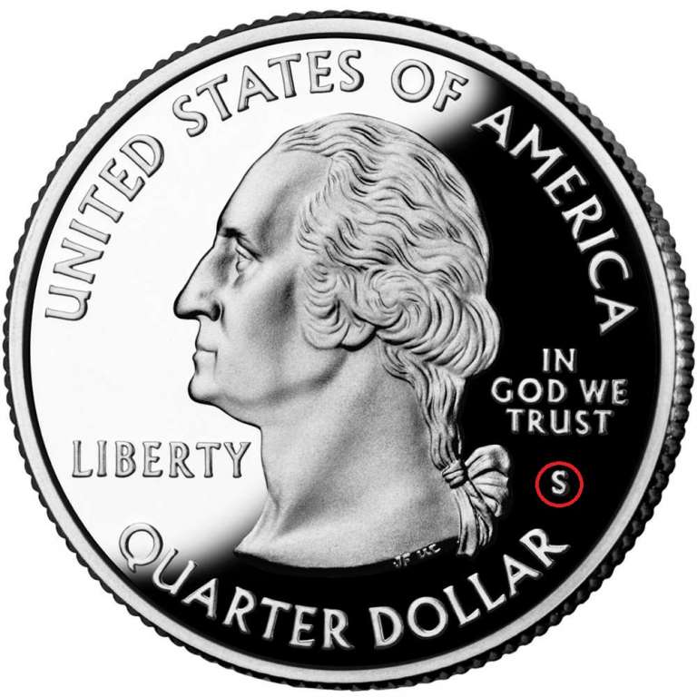 (036s) Монета США 2017 год 25 центов &quot;Фигурные курганы&quot;  Медь-Никель  UNC