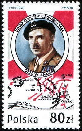 (1989-014) Марка Польша &quot;Генерал У. Андерс&quot;    Типы сражений Второй мировой войны III Θ