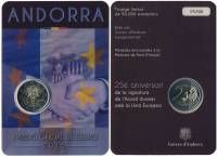 (03) Монета Андорра 2015 год 2 евро "Таможенный союз 25 лет"  Биметалл  Буклет