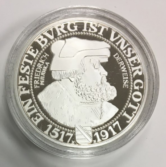 (Реплика) Монета Дания 1917 год 3 марки &quot;Три марки 1917 г.&quot;  Серебрение  PROOF