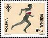 (1976-037) Марка Польша "Бег"    Летние Олимпийские игры 1976, Монреаль III Θ