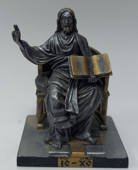 Христианская оловянная миниатюра &quot;Иисус с ветхим заветом&quot; 7см (сост на фото)