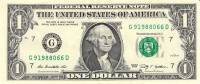 (2009g) Банкнота США 2009 год 1 доллар "Джордж Вашингтон"   XF