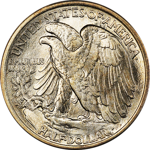 (1946d) Монета США 1946 год 50 центов   Шагающая Свобода. Орлан на скале Серебро Ag 900  UNC