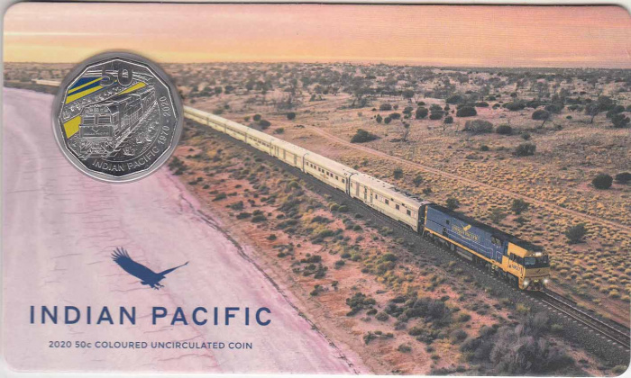 (2020) Монета Австралия 2020 год 50 центов &quot;Поезд Индийский-Тихий океан&quot;  Медь-Никель  Блистер