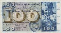 (№1963P-49e.3) Банкнота Швейцария 1963 год "100 Franken/Francs/Franchi" (Подписи: Brenno Galli  Iklé
