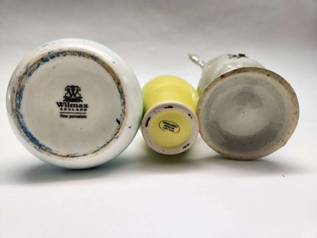 Набор Вазы 3 шт керамика фарфор лепнина роспись маяк желтая