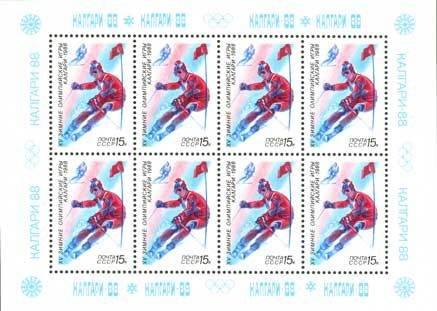 1988-004  Лист (8 м 2х4) СССР Лыжи  XV зимние Олимпийские игры Калгари III O
