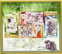 (№2015-49) Блок марок Ботсвана 2015 год "Зеленых обезьяна, Chlorocebus pygerythrus", Гашеный