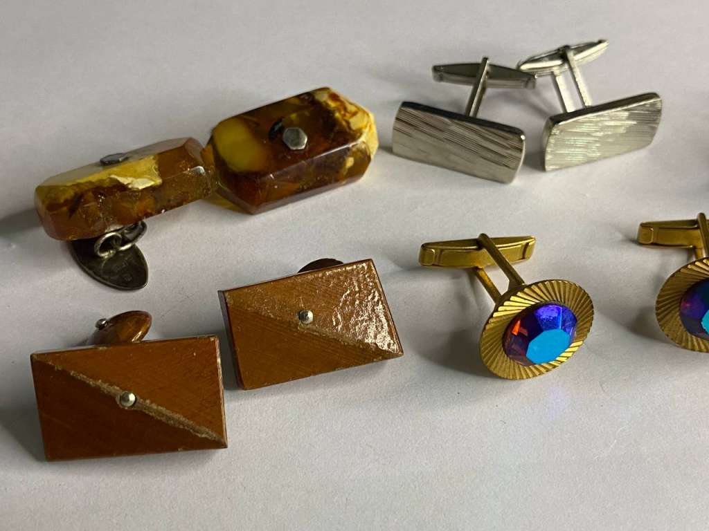 Запонки 6 пар мужские СССР (состояние на фото)