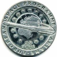 (1993) Монета Гибралтар 1993 год 2,8 экю "Европейская космическая программа"  Никель Медь-Никель  PR