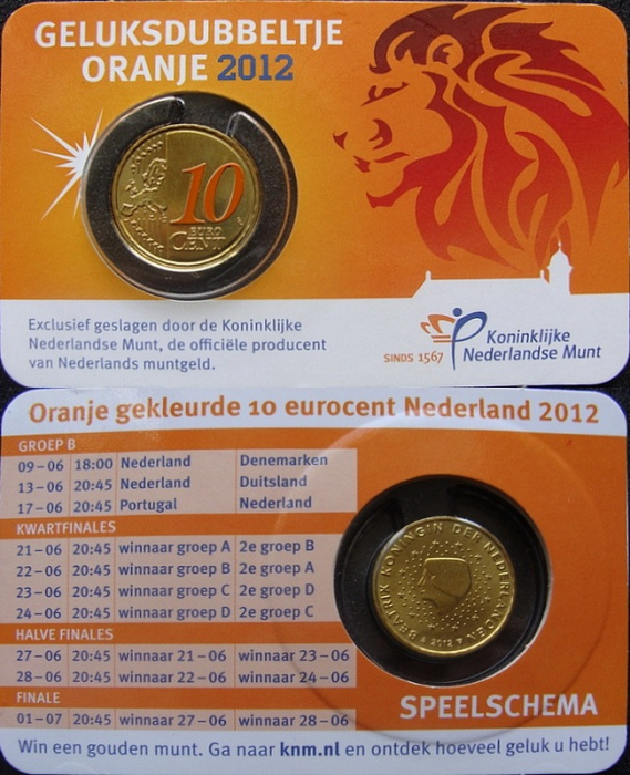 (2012) Монета Нидерланды (Голландия) 2012 год 10 евроцентов  Вар 1 1999-2013 Беатрикс Цветная Латунь