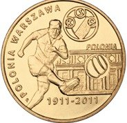 (225) Монета Польша 2011 год 2 злотых "Футбольный клуб Полония Варшава"  Латунь  UNC