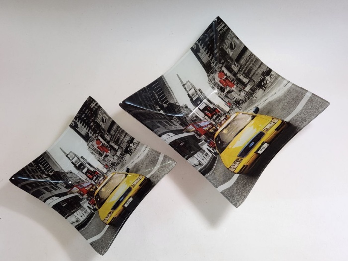 Салатники квадратные 2 штуки Нью-Йорк стекло