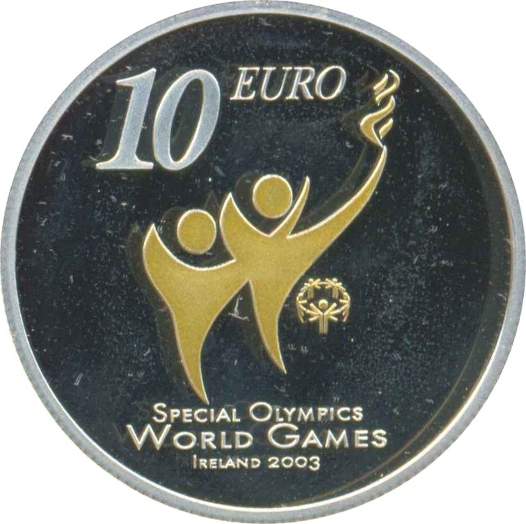 (2003) Монета Ирландия 2003 год 10 евро &quot;Специальные Олимпийские игры&quot;  Серебро Ag 925  PROOF