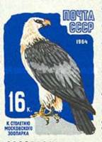 1964-072 Марка СССР Орёл-бородач Без перф   100 лет Московскому зоопарку III O