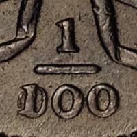 (1801, 1/000 исправлено) Монета США 1801 год 1 цент  4. Драпированный бюст Медь  VF
