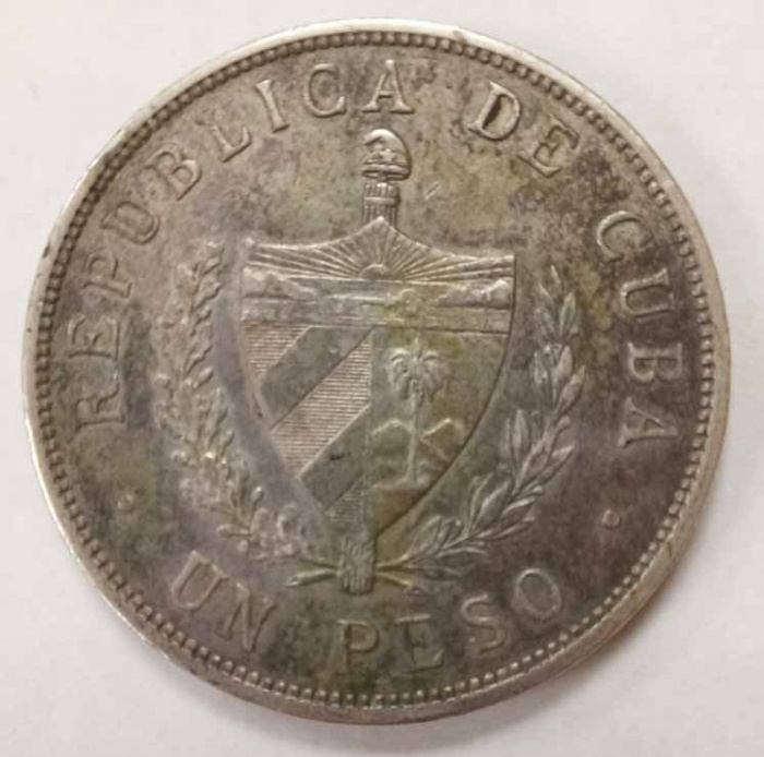 (1934) Монета Куба 1934 год 1 песо &quot;Звезда&quot;  Серебро Ag 900  VF